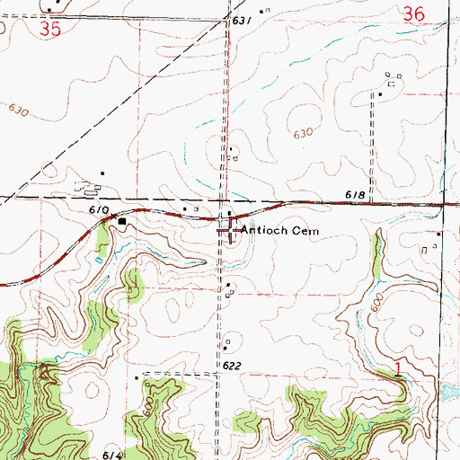 Topographic Map of Antioch Cemetery, IL