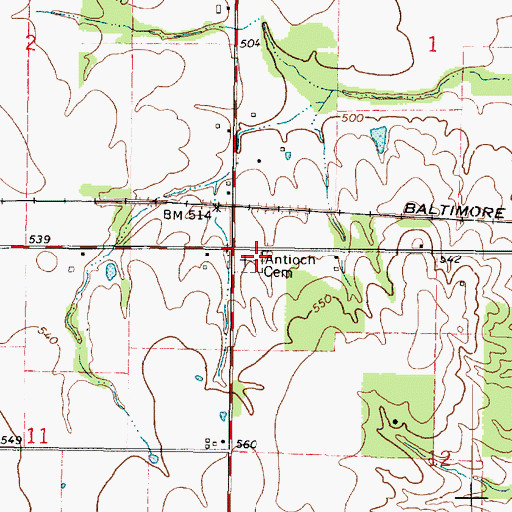 Topographic Map of Antioch Church, IL
