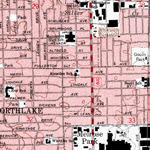 Topographic Map of Apostles Lutheran School, IL