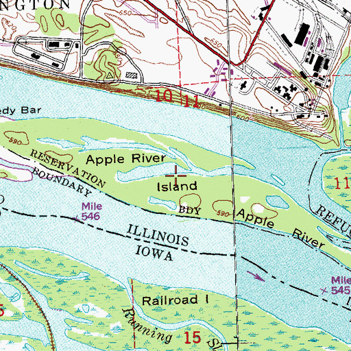 Topographic Map of Apple River Island, IL