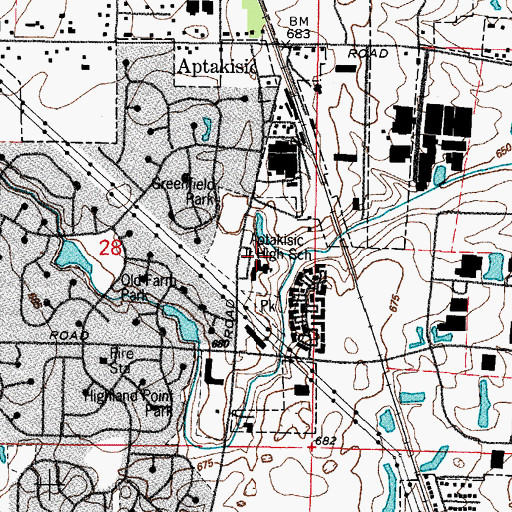Topographic Map of Aptakisic Junior High School, IL