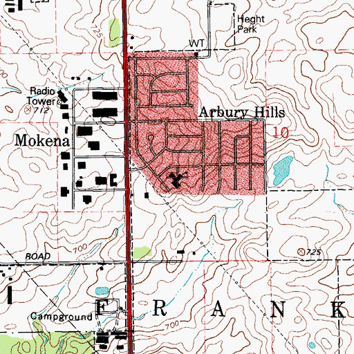 Topographic Map of Arbury Hills Elementary School, IL