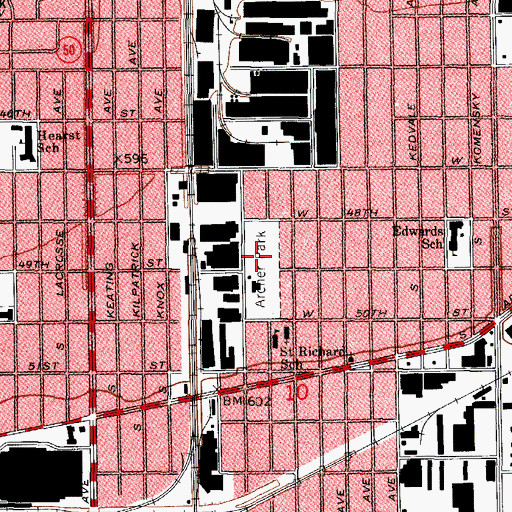 Topographic Map of Archer Park, IL