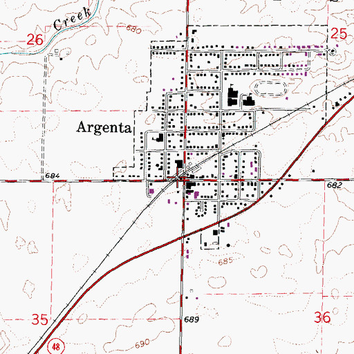 Topographic Map of Argenta, IL