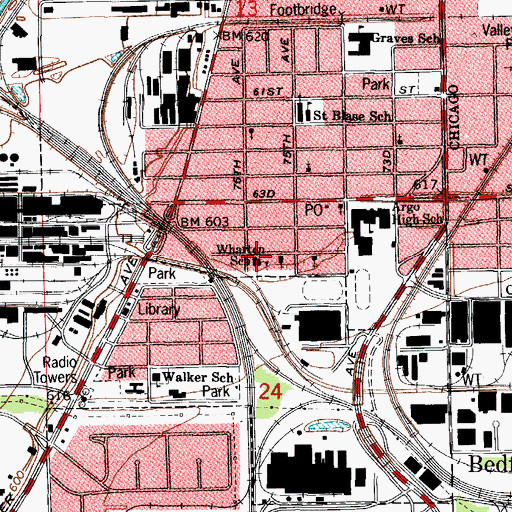 Topographic Map of Argo School, IL