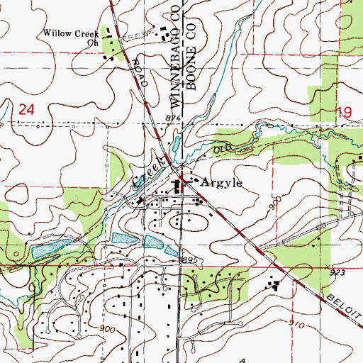 Topographic Map of Argyle, IL