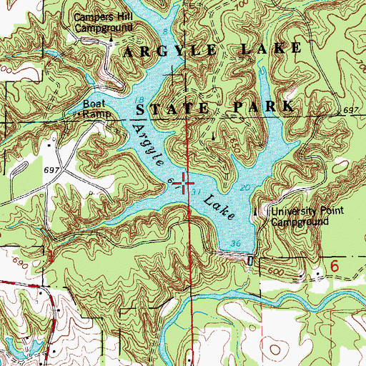 Topographic Map of Argyle Lake, IL