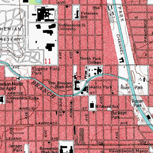 Topographic Map of Arie Crown School, IL