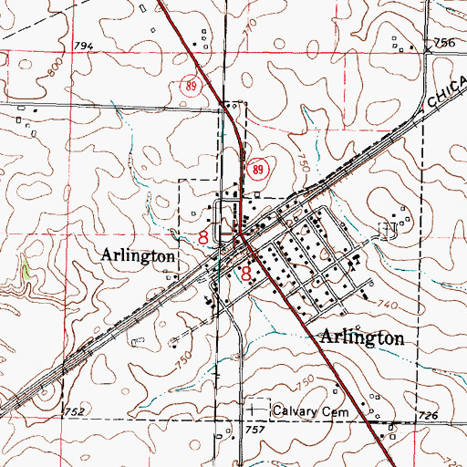 Topographic Map of Arlington, IL