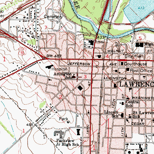 Topographic Map of Arlington Elementary School, IL