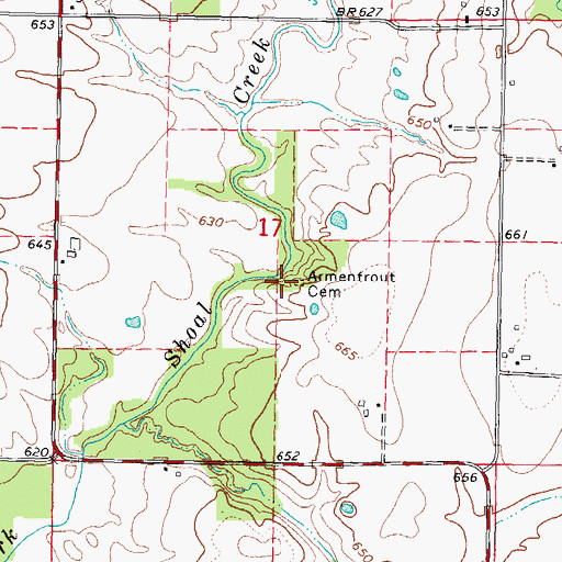 Topographic Map of Armentrout Cemetery, IL