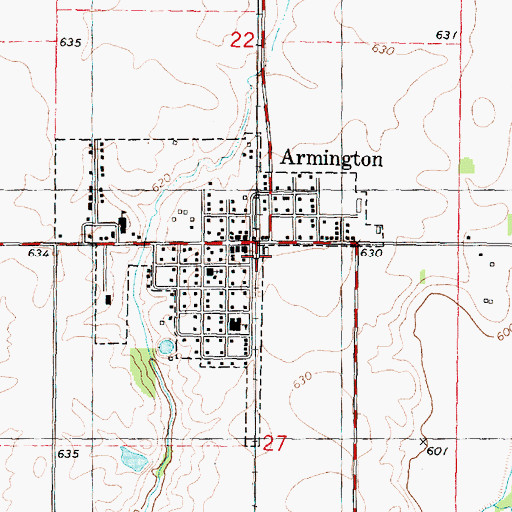 Topographic Map of Armington, IL