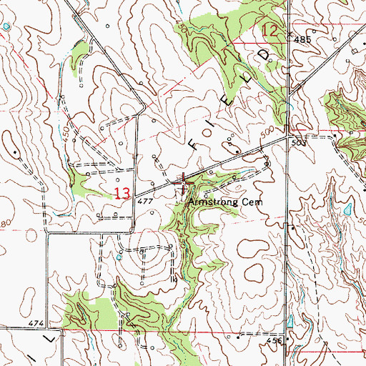 Topographic Map of Armstrong Cemetery, IL