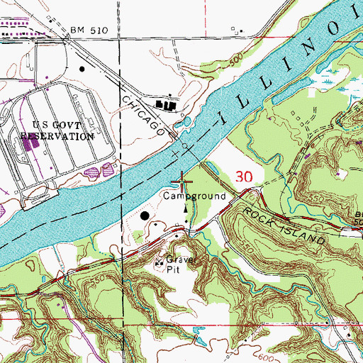 Topographic Map of Armstrong Run, IL
