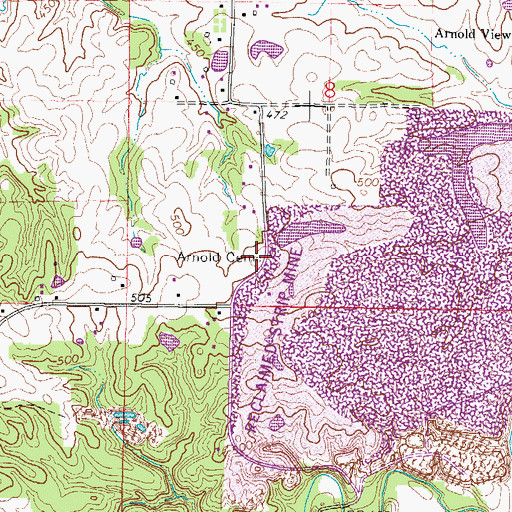 Topographic Map of Arnold Cemetery, IL