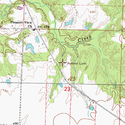 Topographic Map of Arnold Cemetery, IL