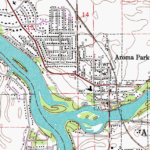 Topographic Map of Aroma Park, IL