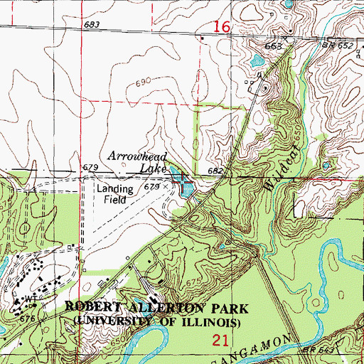 Topographic Map of Arrowhead Lake, IL