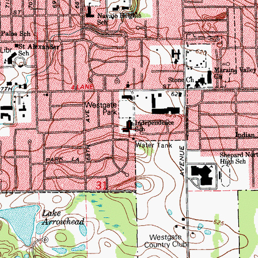 Topographic Map of Arrowhead School, IL
