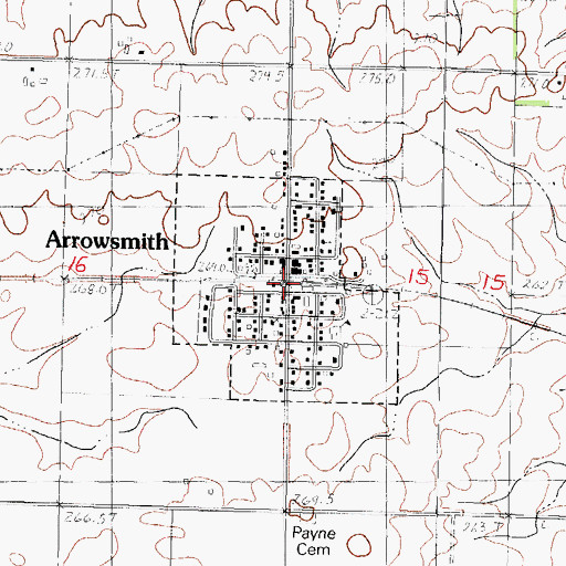 Topographic Map of Arrowsmith, IL