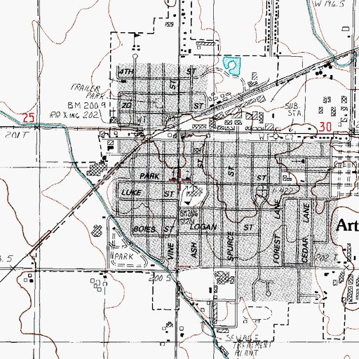 Topographic Map of Arthur, IL