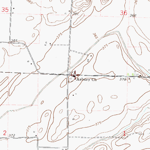Topographic Map of Asbury Church, IL