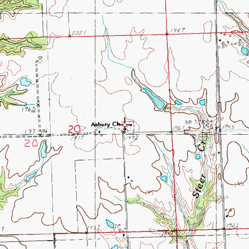 Topographic Map of Asbury Church (historical), IL