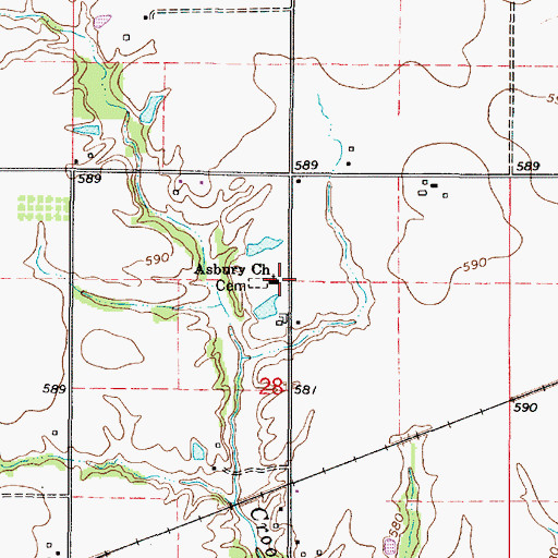 Topographic Map of Asbury United Methodist Church, IL