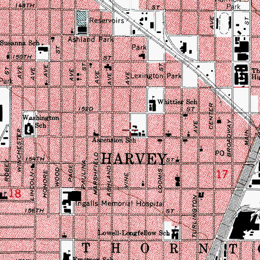 Topographic Map of Ascension School, IL