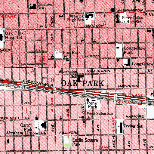 Topographic Map of Ascension School, IL
