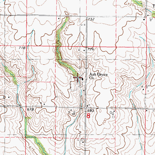 Topographic Map of Ash Grove Church, IL