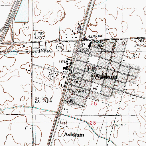 Topographic Map of Ashkum, IL
