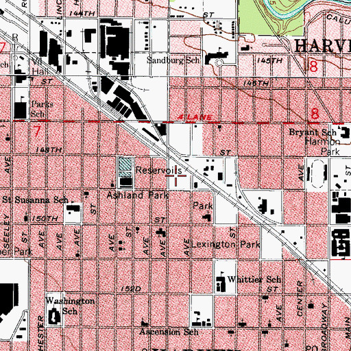 Topographic Map of Ashland Park, IL