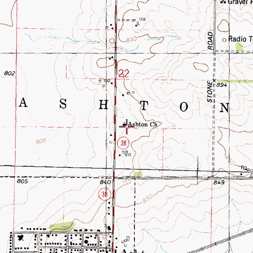Topographic Map of Ashton Church, IL