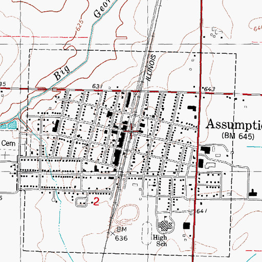 Topographic Map of Assumption, IL