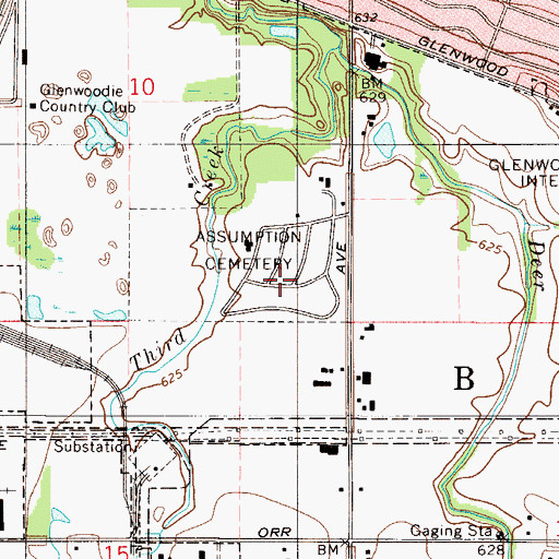 Topographic Map of Assumption Catholic Cemetery and Mausoleum, IL