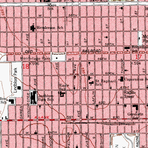 Topographic Map of Assumption School, IL