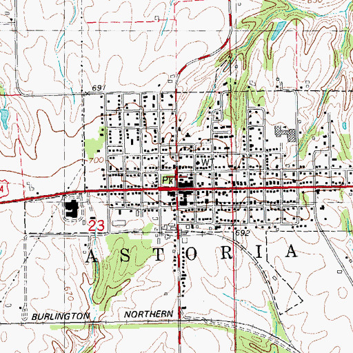 Topographic Map of Astoria, IL