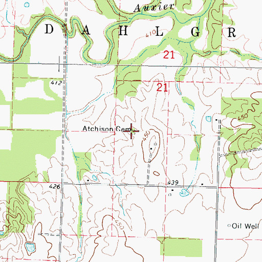 Topographic Map of Atchison Cemetery, IL