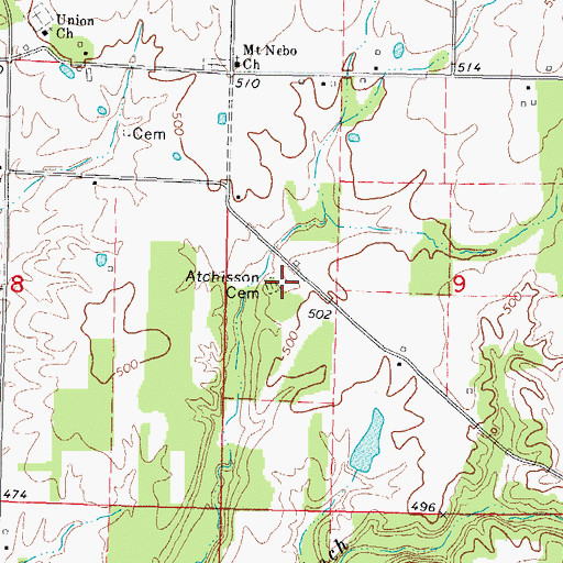 Topographic Map of Atchisson Cemetery, IL