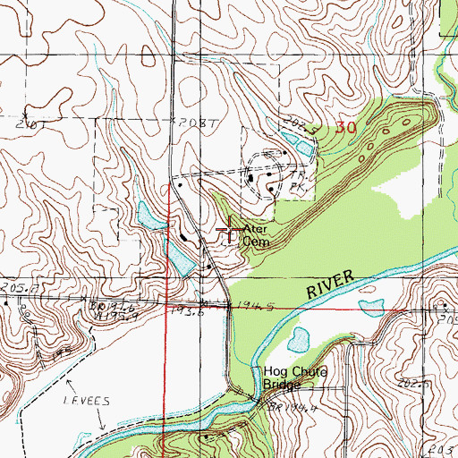 Topographic Map of Ater Cemetery, IL