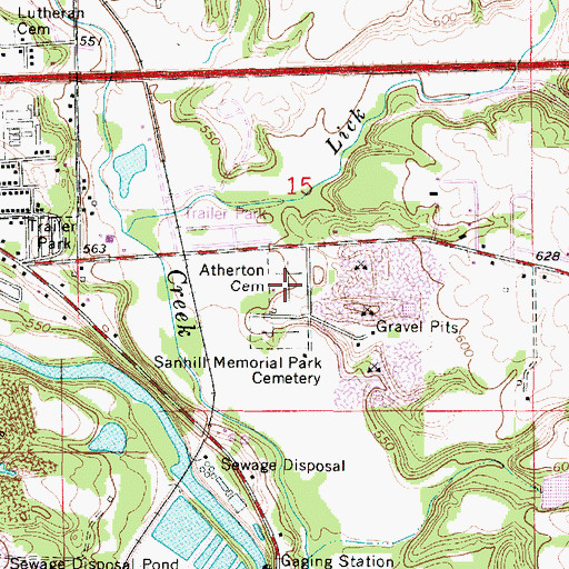 Topographic Map of Atherton Cemetery, IL
