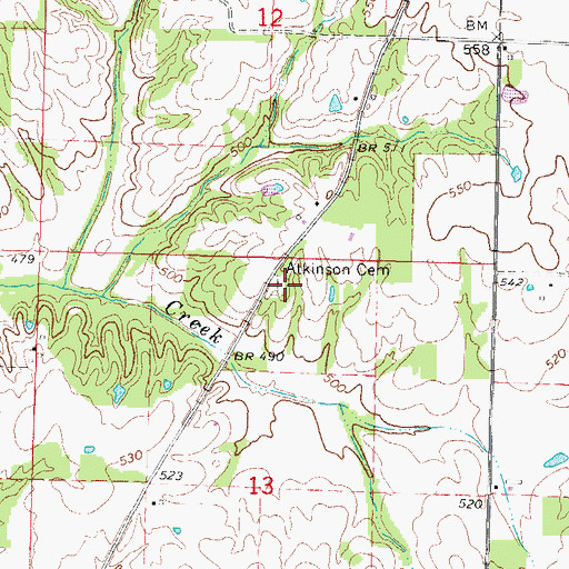 Topographic Map of Atkinson Cemetery, IL