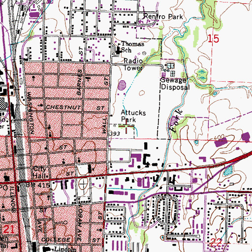 Topographic Map of Attucks Park, IL