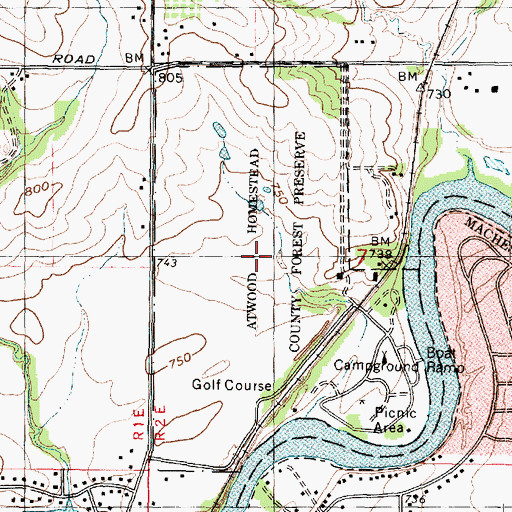 Topographic Map of Atwood Homestead County Forest Preserve, IL