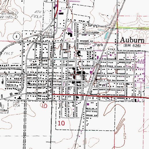 Topographic Map of Auburn, IL