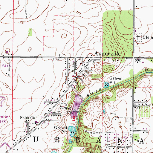 Topographic Map of Augerville, IL