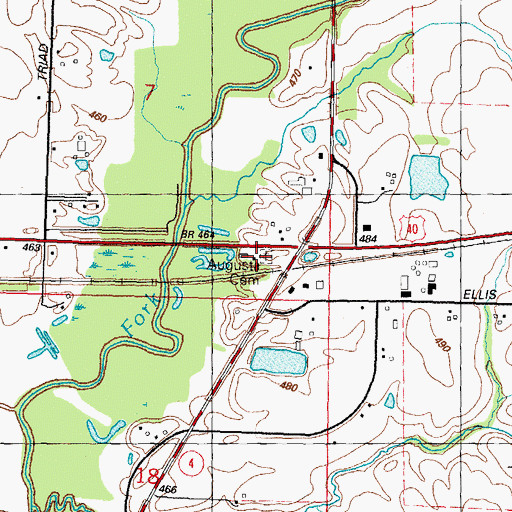 Topographic Map of Augusta Cemetery, IL