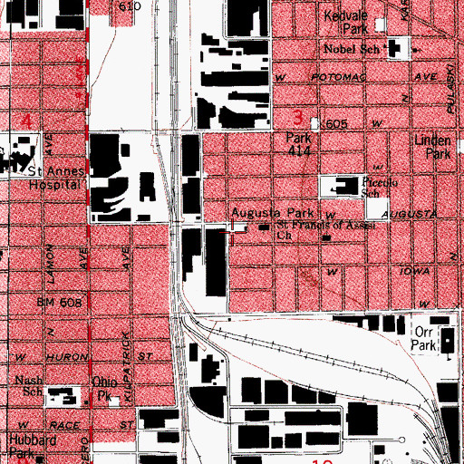 Topographic Map of Augusta Park, IL