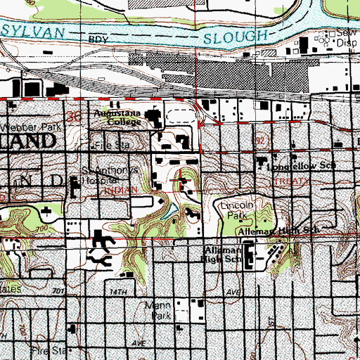 Topographic Map of Augustana College, IL